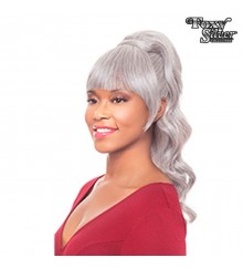 Foxy Silver Synthetic Ponytail Bang and Drawstring Set - DUET02