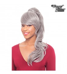 Foxy Silver Synthetic Ponytail Bang and Drawstring Set - DUET03