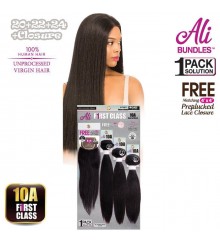 Ali 10A Unprocessed Virgin Human Hair Weave 3PCS + Closure - BODY WAVE(20+22+24)+14