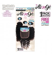 Ali N Go 7A Unprocessed Virgin Human Hair BOHEMIAN WAVE 3PCS + 4x4Closure (10+12+14)+10 - AG344B1