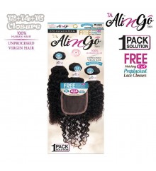 Ali N Go 7A Unprocessed Virgin Human Hair BOHEMIAN WAVE 3PCS + 4x4Closure (12+14+16)+10 - AG344B2