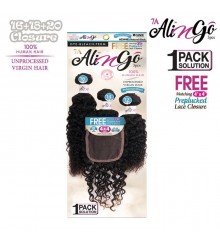 Ali N Go 7A Unprocessed Virgin Human Hair BOHEMIAN WAVE 3PCS + 4x4Closure (16+18+20)+12 - AG344B4