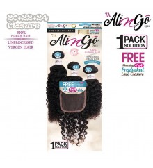 Ali N Go 7A Unprocessed Virgin Human Hair BOHEMIAN WAVE 3PCS + 4x4Closure (20+22+24)+14 - AG344B6