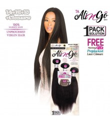 Ali 7A Unprocessed Virgin Human Hair Weave 3PCS + Closure - BODY WAVE(14+16+18)+12