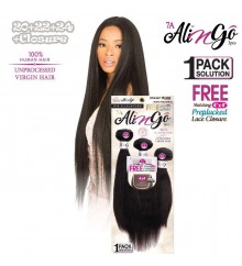 Ali 7A Unprocessed Virgin Human Hair Weave 3PCS + Closure - BODY WAVE(20+22+24)+14