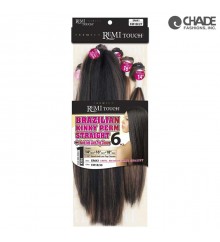 New Born Free Human Hair Blend Remi Touch 6pcs - Natural Kinky Perm Straight 14+16+18+ Hand tied Top closure