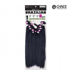 New Born Free Human Hair Blend Remi Touch 8pcs - Yaki Straight 18.20.22+Top Closure & Bang