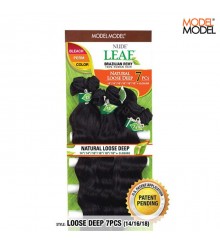 Model Model Nude Leaf Brazilian Remy Weave - NATURAL LOOSE DEEP Wave 7 PCS (14 16 18)