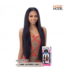 Model Model Synthetic Hair Oval Part Wig - LONG LAYERED YAKY