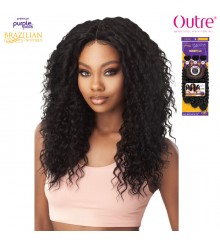 Outre Purple Pack Brazilian Boutique Human Hair Blend Weaving + W Part Closure - DEEP WAVE 14.16.18