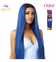 Outre Purple Pack Brazilian Boutique Human Hair Blend Weaving + W Part Closure - SLEEK ST 18.20.22