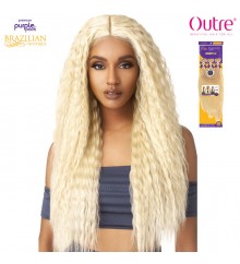 Outre Purple Pack Brazilian Boutique Human Hair Blend Weaving + W Part Closure - SUPER WAVE 18.20.22