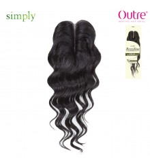 Outre Simply Human Hair Closure - Brazilian Hand-Tied Natural Deep Lace Parting 16