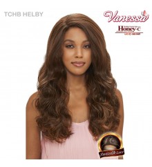 Vanessa Honey-C Brazilian Human Hair Blend Swissilk Lace Front C-Side Part Wig - TCHB HELBY