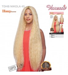 Vanessa Honey Brazilian Human Hair Blend Tops Deep Part Lace Front Wig - TDHB NIKOLA 45